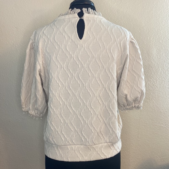 Cute Puff Sleeve Top Boho Chic Beige XL - Picture 5 of 7